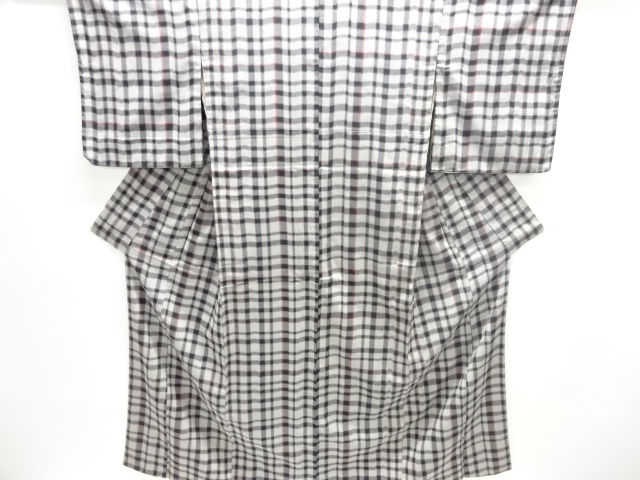 大正ロマン　格子織出しお召着物